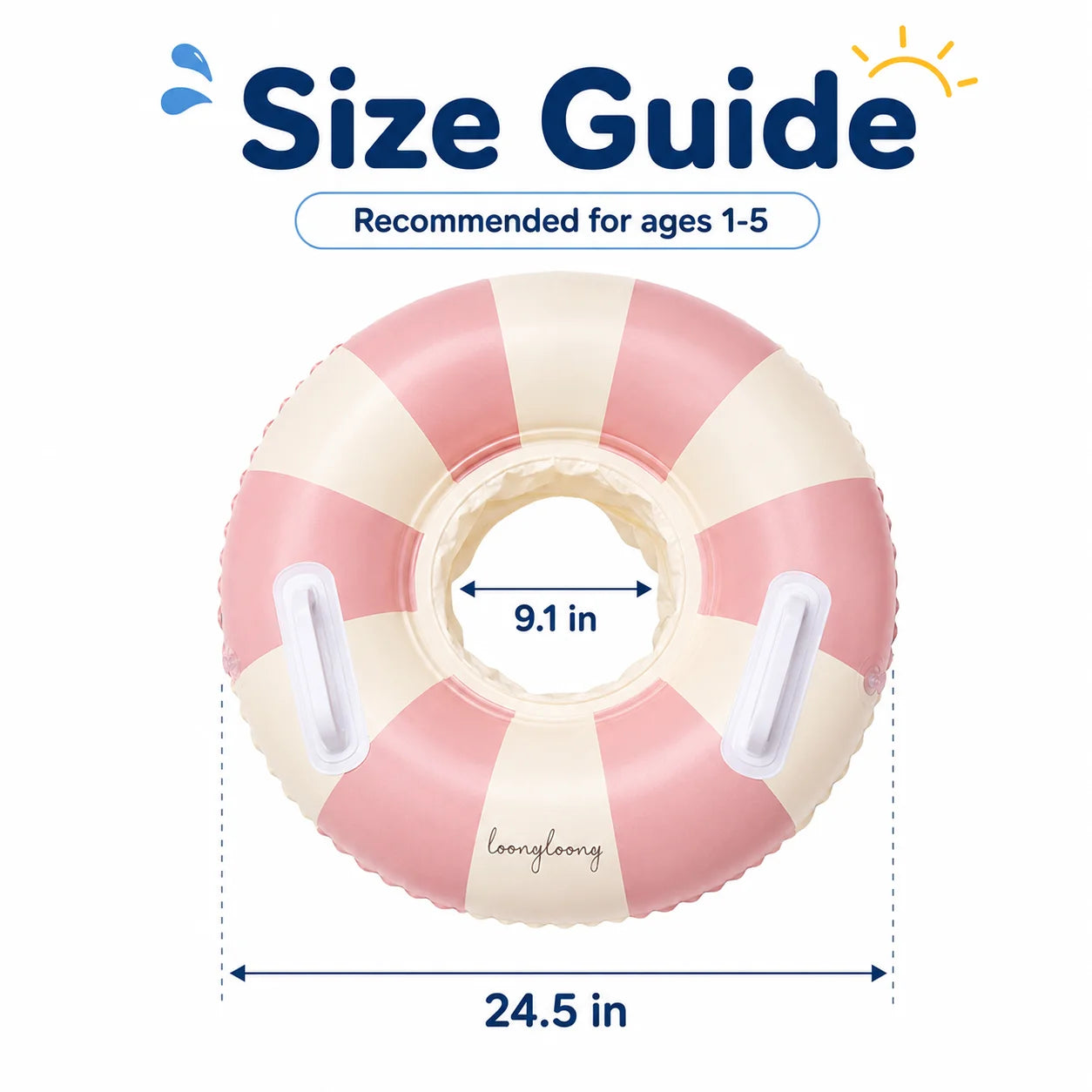 Baby Swim Ring Inflatable Summer Pool Float Seat with Canopy Sunshade Handles Cartoon Swimming Ring for Boys Girls Toddler 40lbs