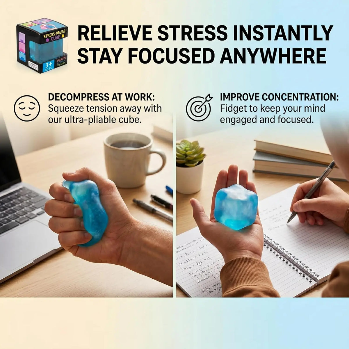 Nice Cube, Ice Cube Squishies Toys, Durable, Slow-Rebound Fingertip Exquisite Spherical Ice Cube With Box, Non-Sticky Desk Toy For Relaxation & Focus For Adult, Classroom Prizes, Novelty Gift for Kids and Adults, Christmas/Ha