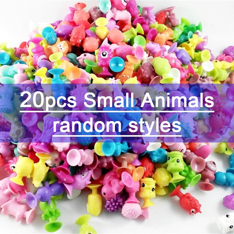 30pcs Pop Little Suckers Assembled Sucker Suction Cup Mini Monster Sucker Capsule Model Building Block Toys Cartoon Animal