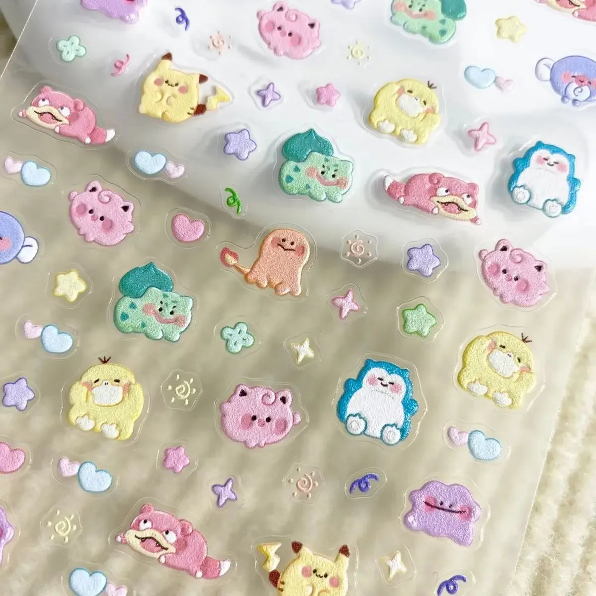 Pakem Nail Decoration Stickers Pikachu Nail Stickers 5D Embossed Nail Art Stickers Water Cup Phone Case DIY Deco Kid Girl Gift