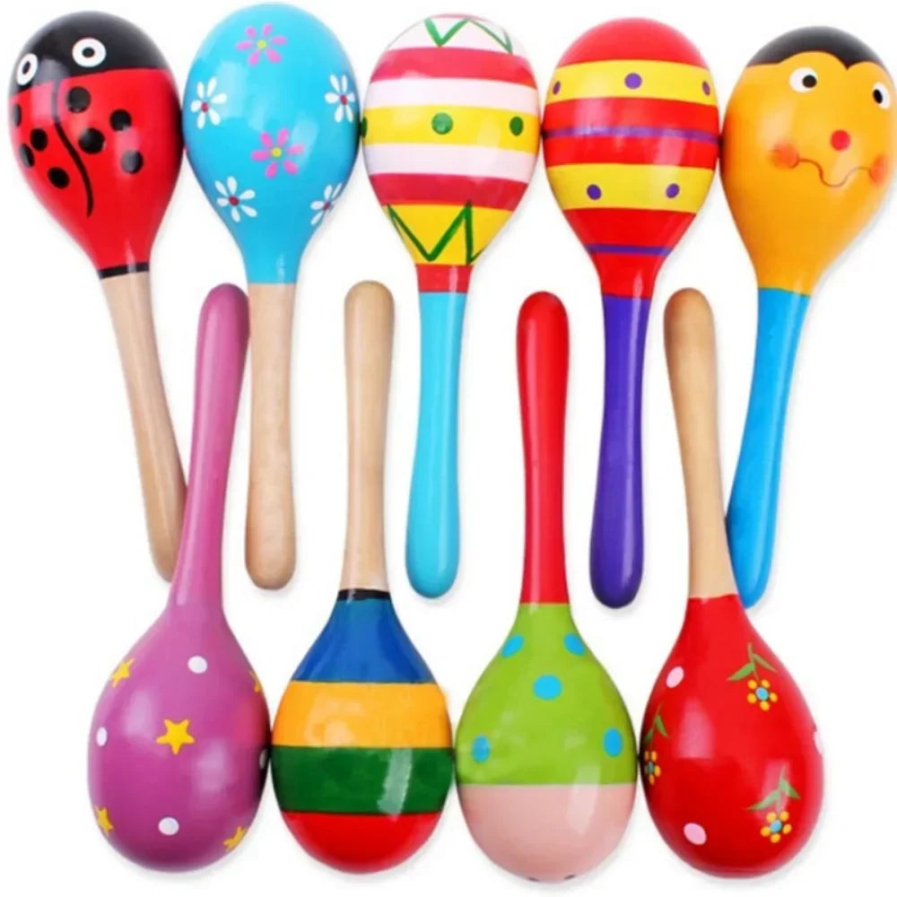 Large KTV Toy Wooden Colorful Musical Instrument Rattle Shaker Sand Hammer Bell Adult Gatherings Toys