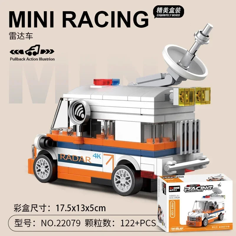 Racing Car Bus Engineering Vehicle Ambulance Pull Back Model Building Blocks Brick Toys Children Boys Birthday Gift Brick
