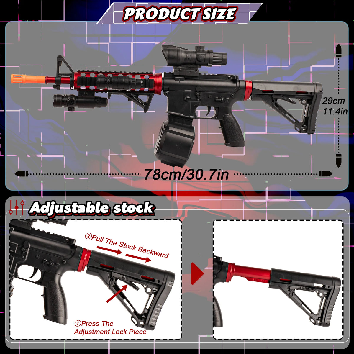 Electric toy guns, gel explosive M418 toy guns, gel water ball launchers, one-button manual-automatic mode, equipped with scopes