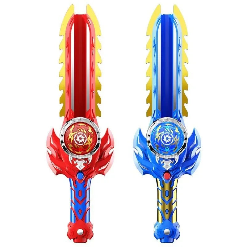 Creative Hand Cranked Gyro Sword Launcher Led Spinning Top Color Luminous Spinning Toys For Boys Girls Children Birthday Gift