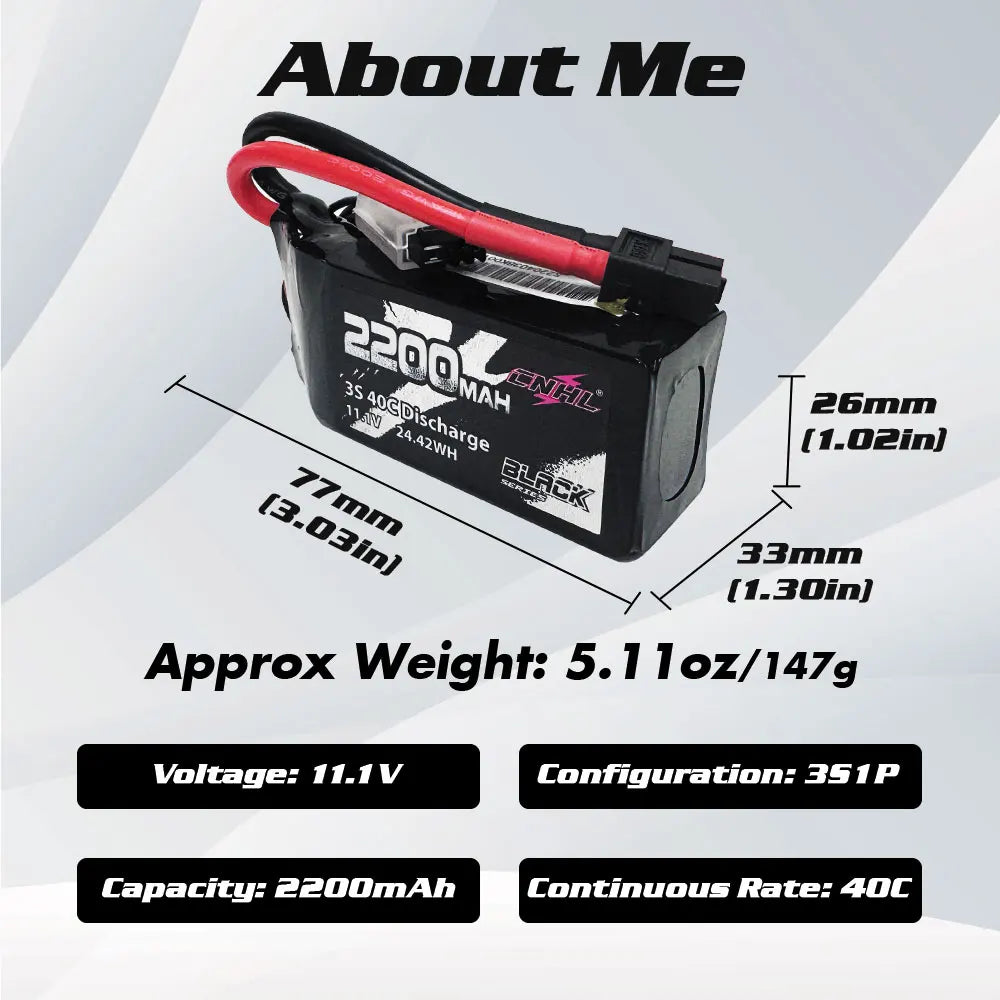 2pcs CNHL 3S Lipo Battery 40C 2200 mAh 11.1 V Short with Deans T XT60 Plug for RC Car Drone Aircraft Quadcopter Helicopter FPV