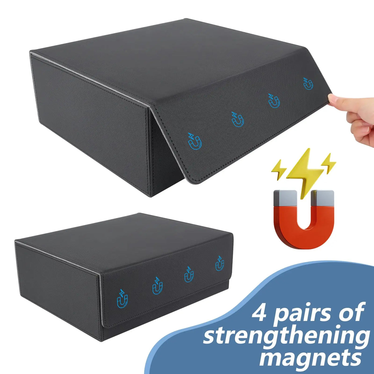 Kabinka Card Box Deck Box for MTG, Trading Card Storage Boxes for 1800+ Cards, Leather Deck Case, Deck Box for TCG Magic the Gathering Cards - Black