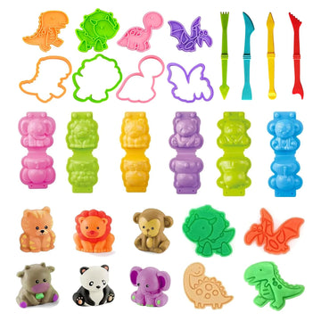 3D Play Dough Molds Dough Accessories Kit for Kids 3D Cartoon Lion Monkey Dinosaur Plasticine Mould DIY Clay Tool For Children G