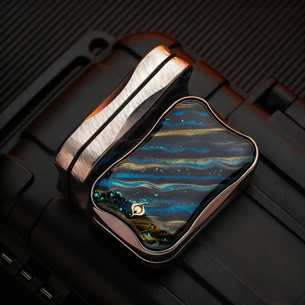 Peacock Aura Sand Slim Pro Unlimited Pushing Slider Fidget Slider Stainless Steel Titanium Zirconium Stress Relief Toy For Adult