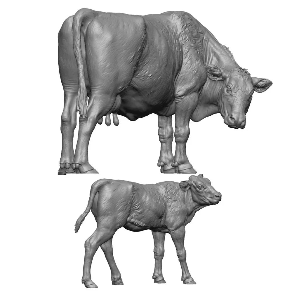 1/35 COW AND CALF, Resin Model Animals, Military theme, Unassembled and unpainted kit