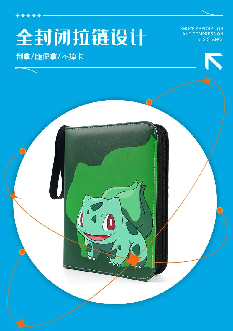 Squirtle Bulbasaur Card Binder Anime Photo Album Collect Loose Leaf Pu Zipper Figure Card Holder Storage Bag Toy Peripheral Gift