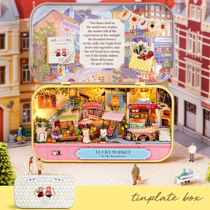 DIY Wood DollHouses Handmade Funny Box Theatre Miniature Box Cute Doll Houses Assemble Kits Gift Wooden Toys For Girls