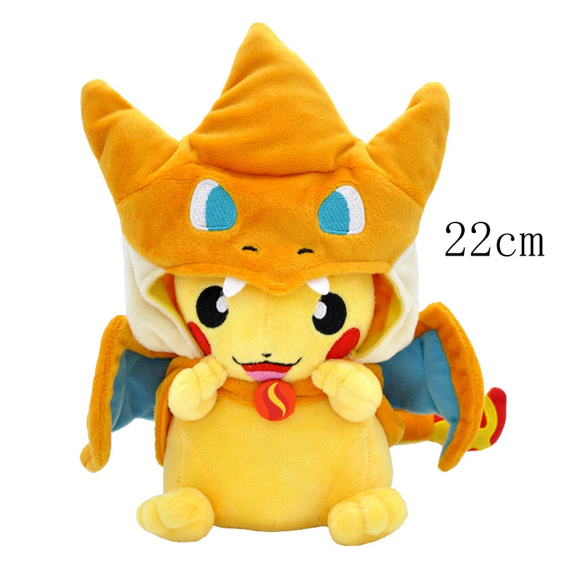 Cos Eevee Pikachu Cosplay Plush Toy Charizard Peluche Snorlax Garchomp Tyranitar Hydreigon Stuffed Animal Doll Plushies Toy Gift