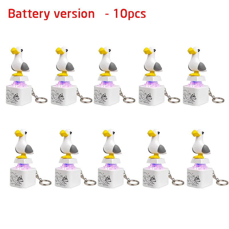 Mine Seagull Keycap Keychain Luminous Sounding Stress Relief Creative Fidget Toy Pocket Portable Electronic Pendant For Adult