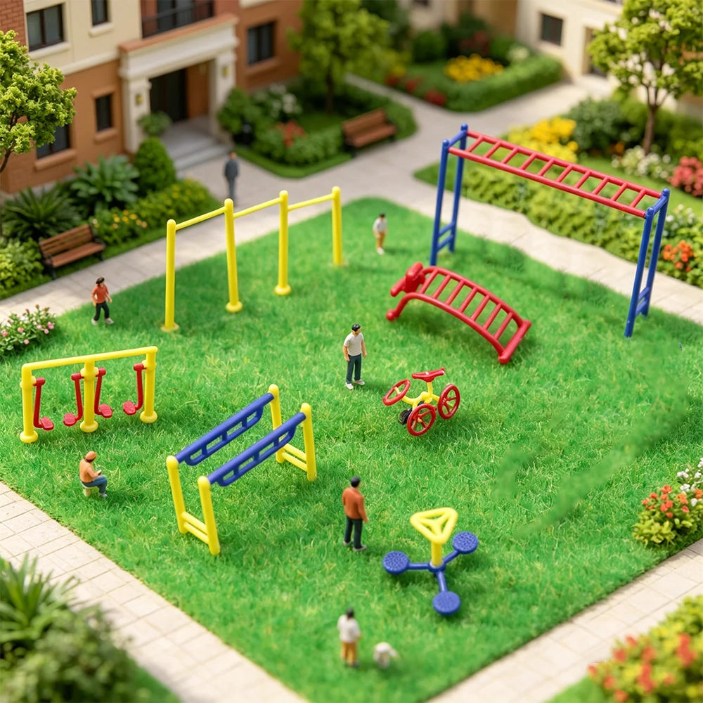 1:75 1:150 Scale Miniature Fitness Equipment Model Set For HO/N Train Layout Building Dollhouse Outdoor Sport Diorama Accessory