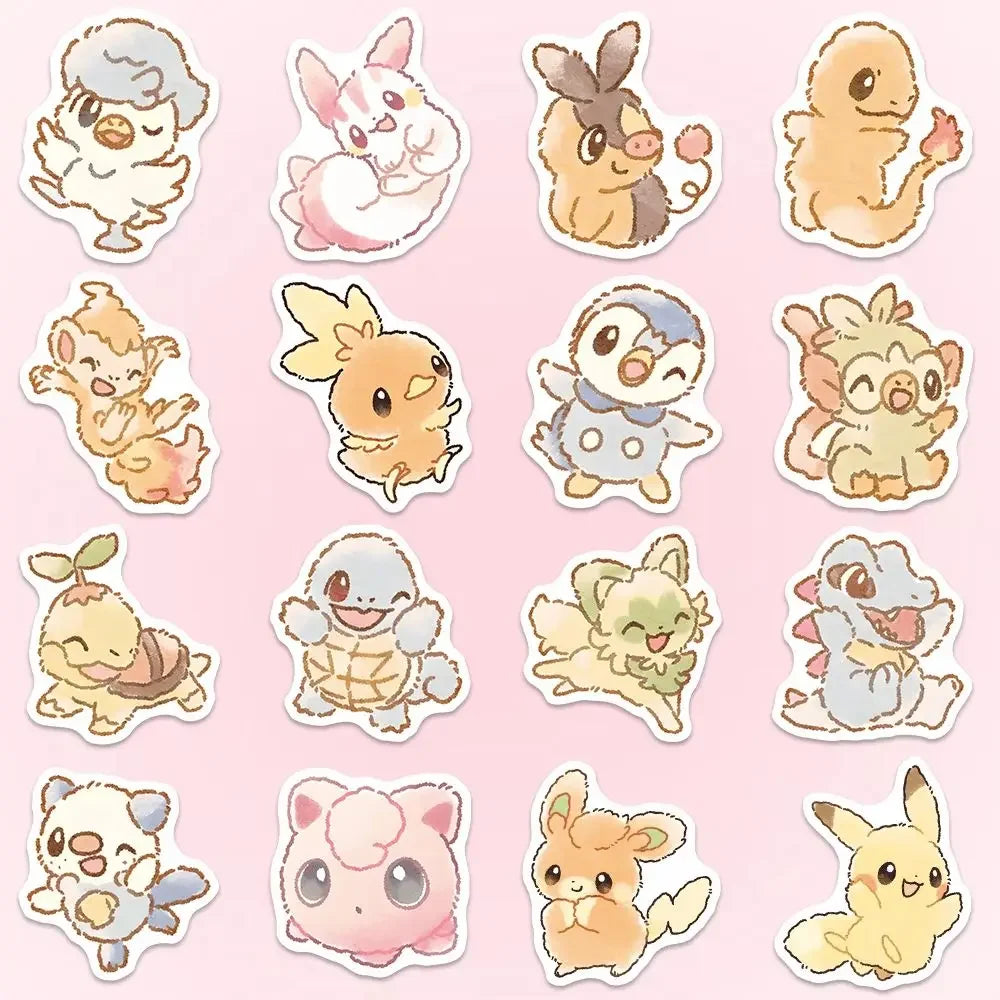 80pcs Pokemon Anime Stickers Pikachu Laptop Skateboard Scrapbook Suitcase Bike Kawaii Sticker Guitar Phone Cartoon Kid Gift Toys