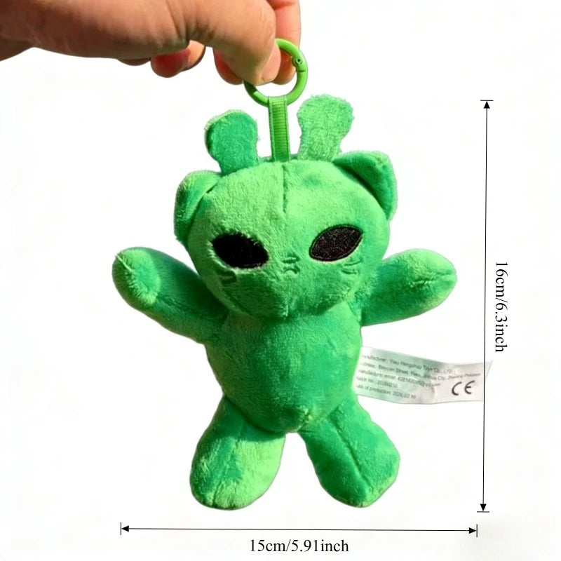 Cute Alien Cat Plush Keychain Green Kitten Soft Plushie Dolls Kawaii Anime Stuffed Pendant Bag Decor Couple Gifts for Friends