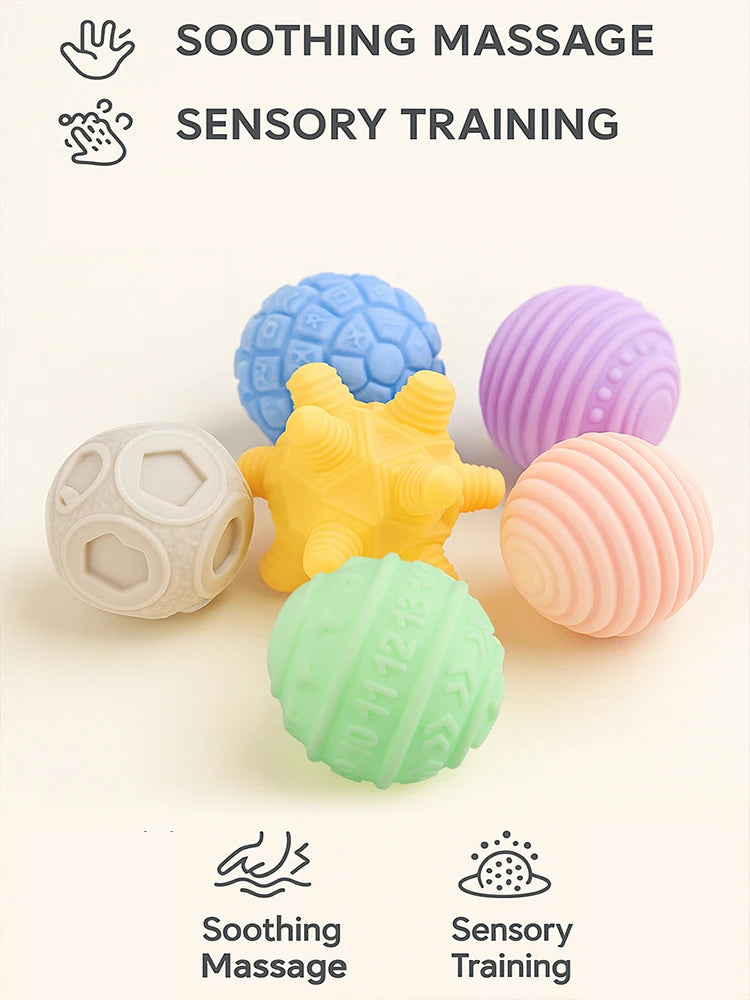 6Pcs Baby Sensory Ball, Baby Teething Toy, Montessori Early Childhood Education, Baby Water Toy Ball, Massage Ball