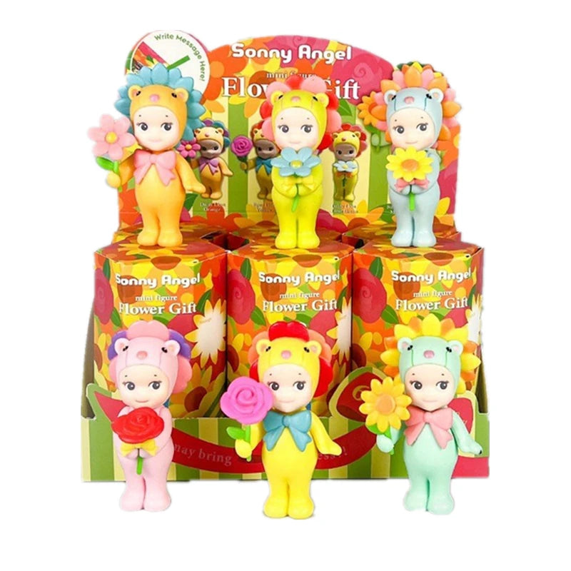 Mini Angel Blind Box Toys, Flower Series, Cute Anime Figurines, Desktop Ornaments, Doll Models, Collectible Surprise Gifts