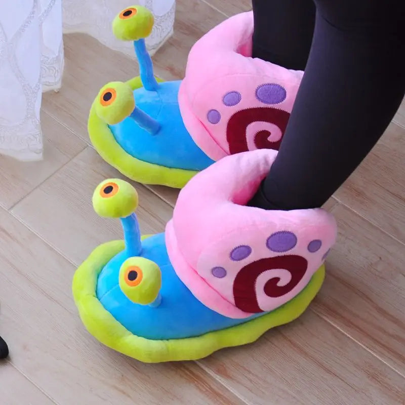 Plush SpongeBob SquarePants Cotton Shoes Snail Bags Heels Cute Home Slippers SpongeBob SquarePants Snail Boots Plush Gift
