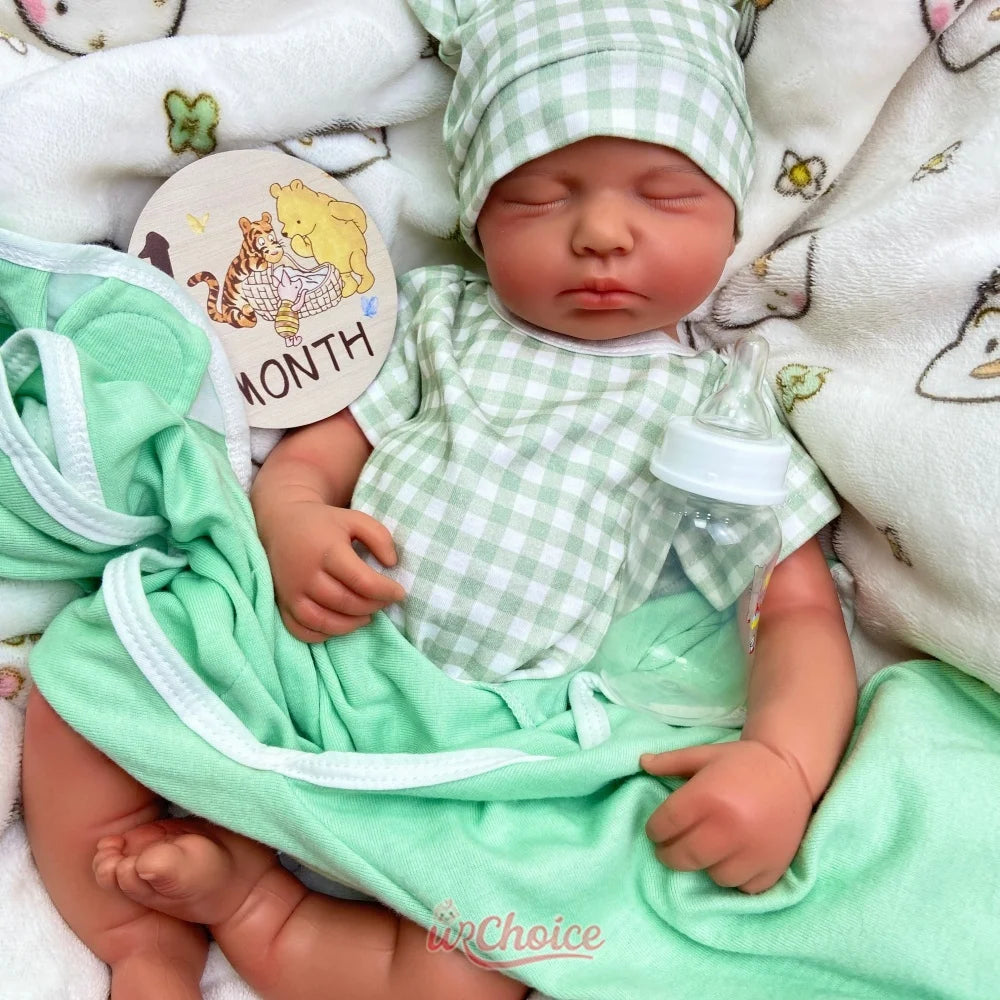 20inch Warm Companion Silicone Reborn Doll Fine Realistic Details Soft Full Body Comfort Doll  Can Open Mouth Loulou for Elderly People Living Alone
