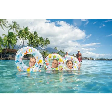 Recreation 59230EP Lively Print Swim Ring 20 Assorted Designs for Pool Fun Durable Vinyl Vibrant Colors Easy Inflation and Stor
