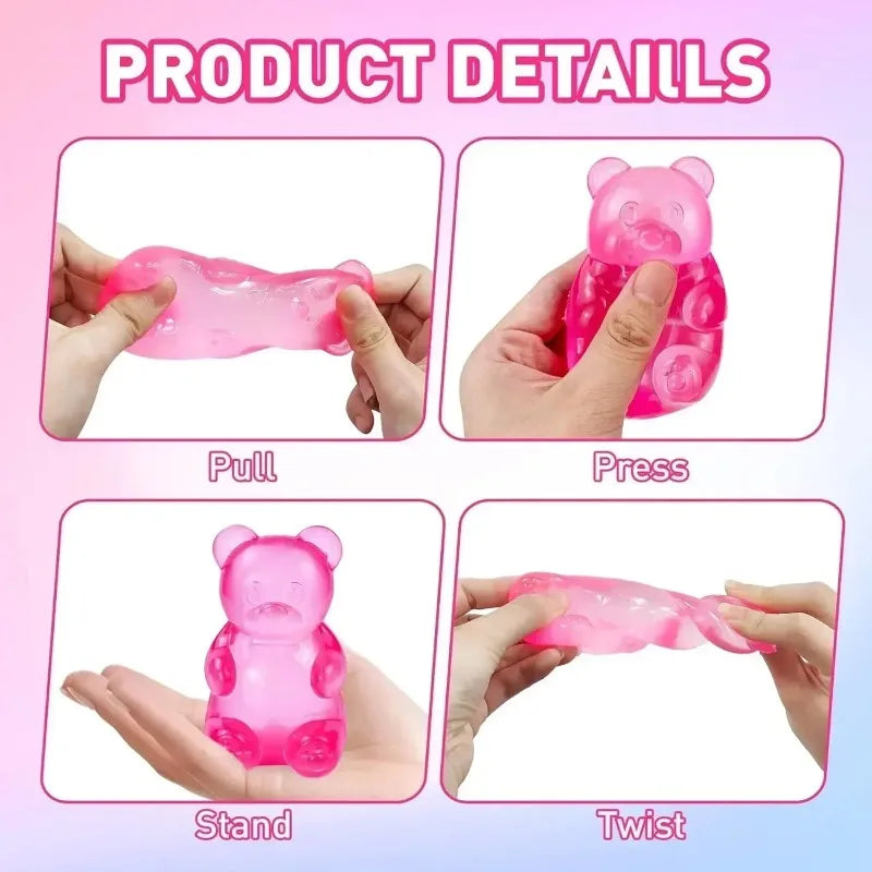 8.5CM Cute Squishy Bear Stress Ball Sugar Bead Filled Slow Rebound Non Toxic Sensory Fidget Toy for Classroom Prizes Party