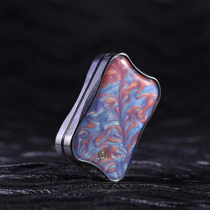 Peacock Aura Sand Slim Pro Unlimited Pushing Slider Fidget Slider Stainless Steel Titanium Zirconium Stress Relief Toy For Adult