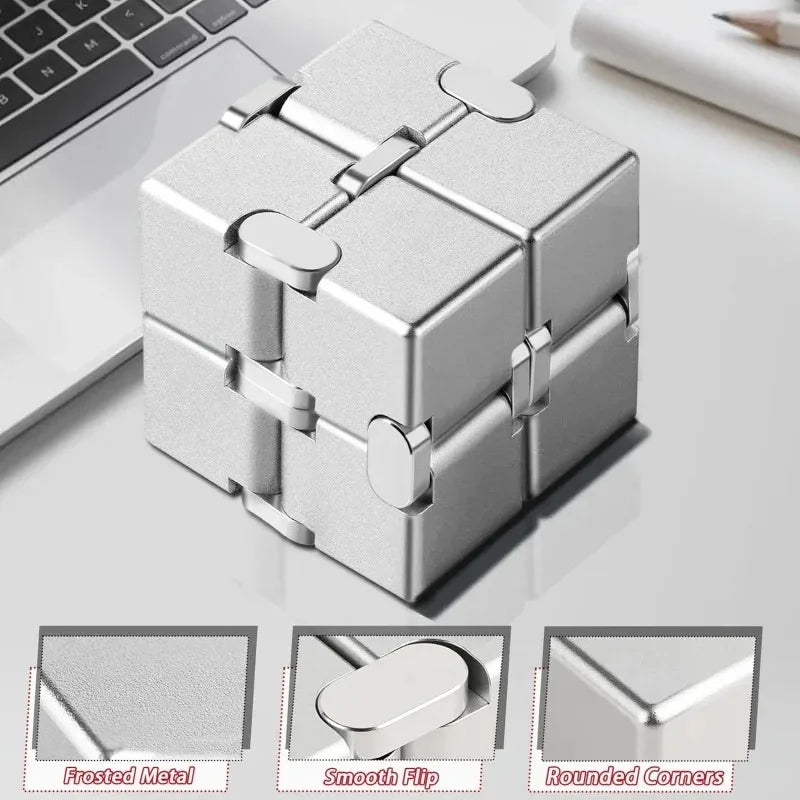 /Metal Infinity Fidget Cube for Stress and Anxiety Relief/ADHD, Fidget Finger Toys Durable Sensory Gift for Adults Teens