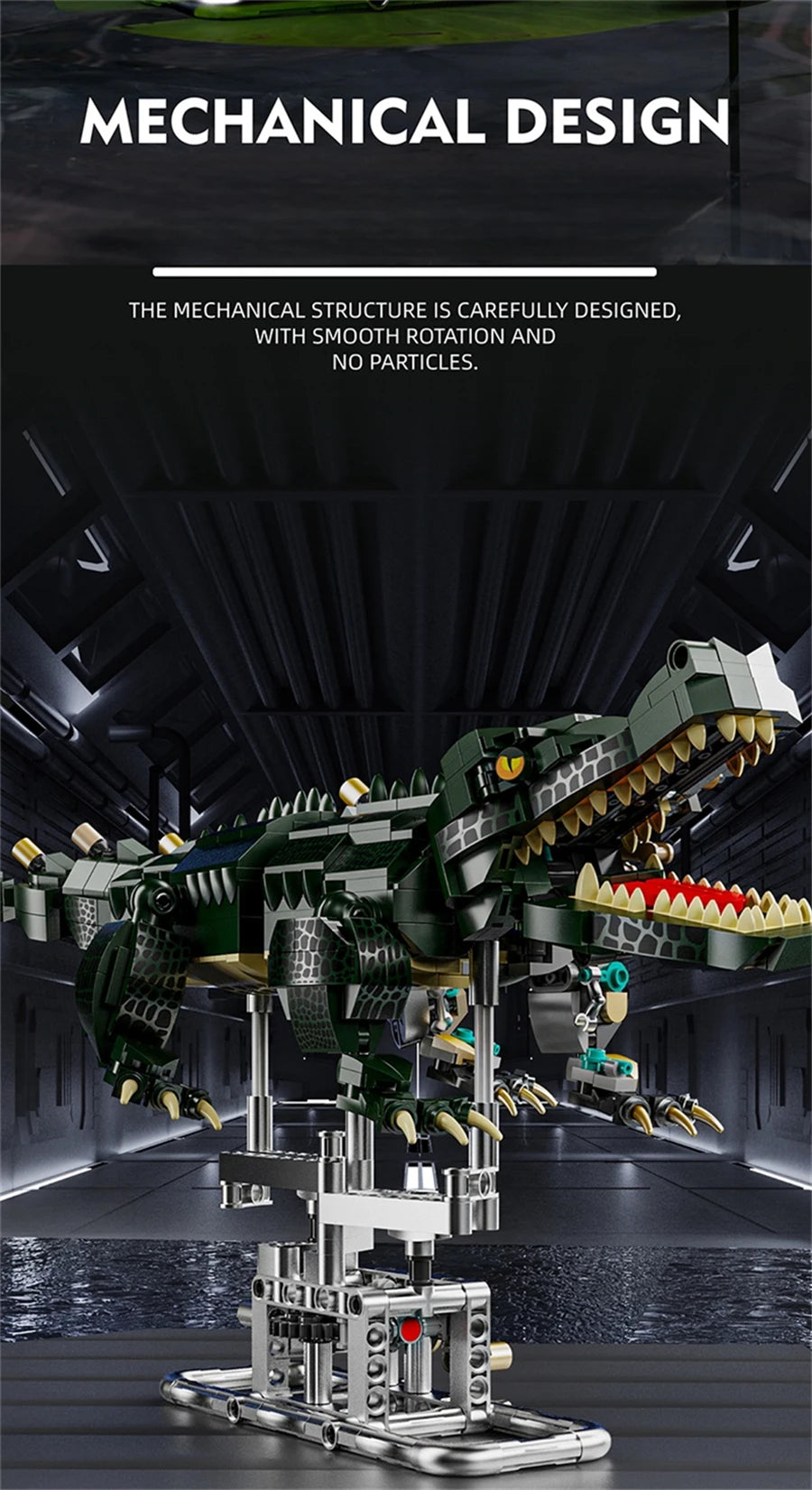 Mechanical Shark Building Set, Sea Life Crocodile Parrot Mantis Frog Manta Ray Building Blocks Light, Animal Toys Gift for Kid