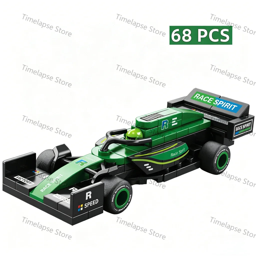 NEW DIY Four Grid Formula Racers Racing Car Pull Back Speed Vehicle Building Blocks Kit Boys Bricks Movie Model  Toy City Ideas