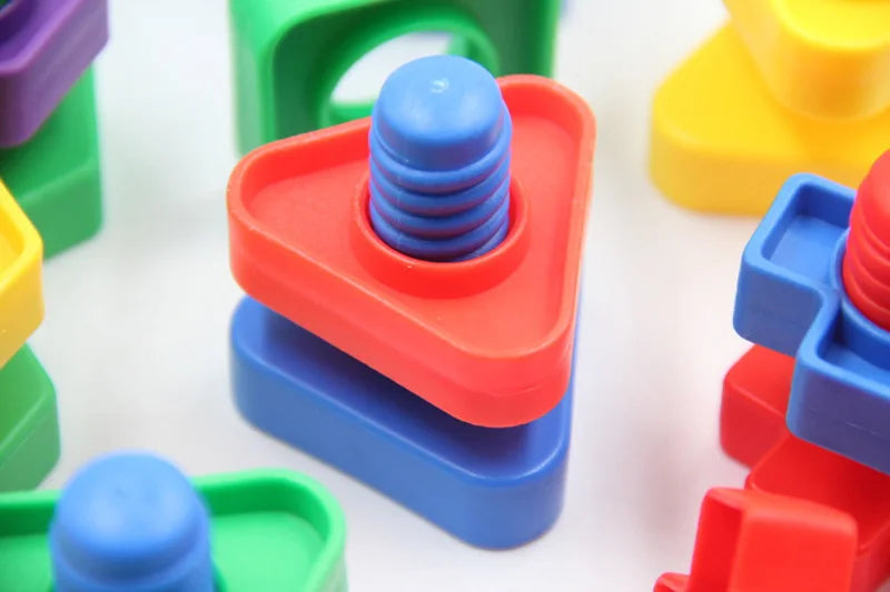 5Set Screw Building Blocks Plastic Insert Blocks Nut Shape Toys for Educational Toys Montessori Scale Models Gift