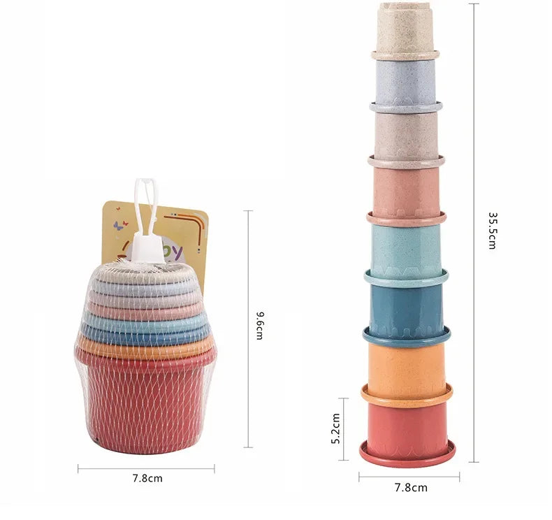 Baby Montessori Cup Stacking Toys Beach Pool Bathtub Educational Toys for Toddler Infant 0-12 Month Xmas Gift