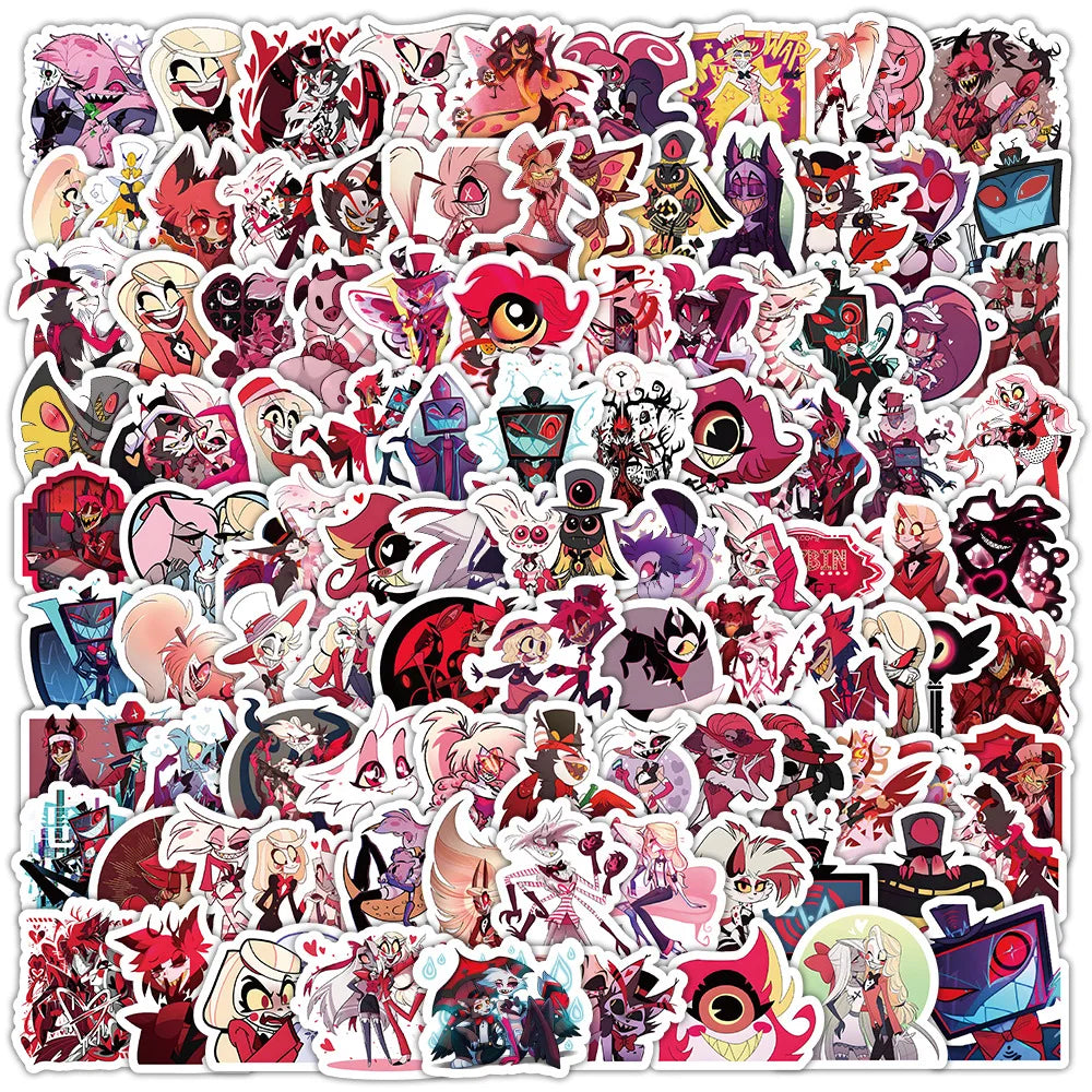 100pcs Cartoon Hazbin Hotel‌ Anime Stickers for DIY Scrapbooking Stationery Handbook Phone Water Cup Luggage Waterproof Sticker