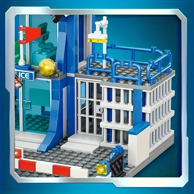 City Police Station Building Blocks Set SWAT Car Helicopter City Construction Blocks Children Boys Toy Christmas Holiday Gift