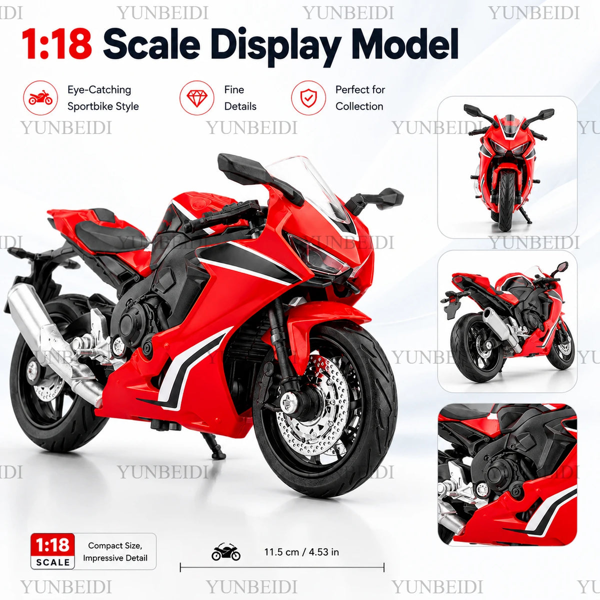 1:18 Scale Mini R1 GSX1000R CBR1000RR, Motorcycle Toy Model Cast Alloy, Vehicle Series, Shock Absorption Design, Children's Gift