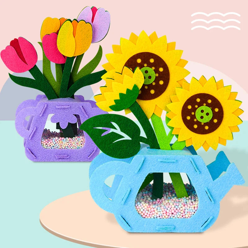 DIY Flower Toys Montessori Arts Crafts Non-weaving Handicrafts Flowerpot Toys for Kid Gift Early Preschool Educational Gift