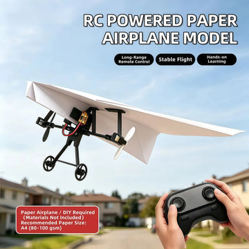 Hotfree Power-Up RC Paper Airplane Kit with Gyro Stabilizer – DIY Electric Remote Control Plane with Dual Propellers, Lightweight Foldable Flying STEM Toy for Kids & Adults, Perfect Birthday Gift