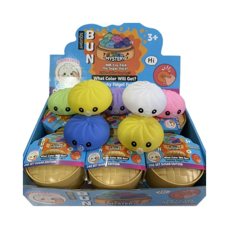 Aesthetic Bubble Puking Bun: Creative Blind Box Squeeze Toy, Realistic Food Ornament, Solid Gel Sensory Stress Reliever, New