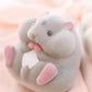 Japan YELL Gashapon Toys Cute Fatty Milky Soft Hamster Flocking Plush Dolls Squeeze Anti Stress Relief Squishy Collect Ornaments
