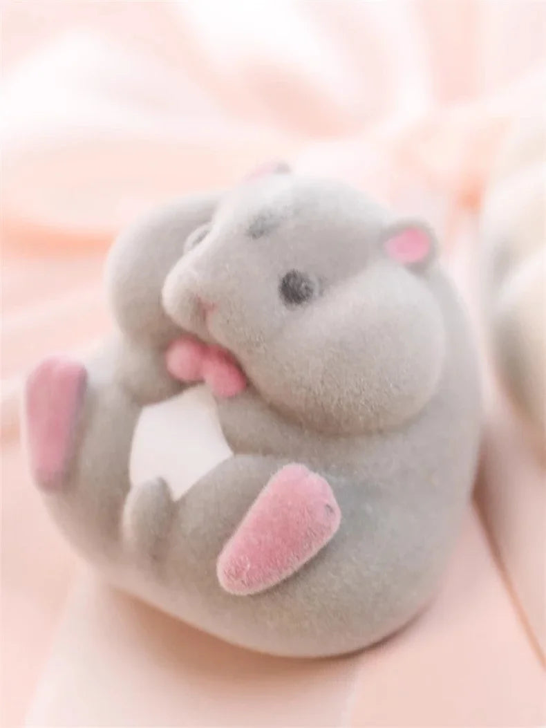 Japan YELL Gashapon Toys Cute Fatty Milky Soft Hamster Flocking Plush Dolls Squeeze Anti Stress Relief Squishy Collect Ornaments