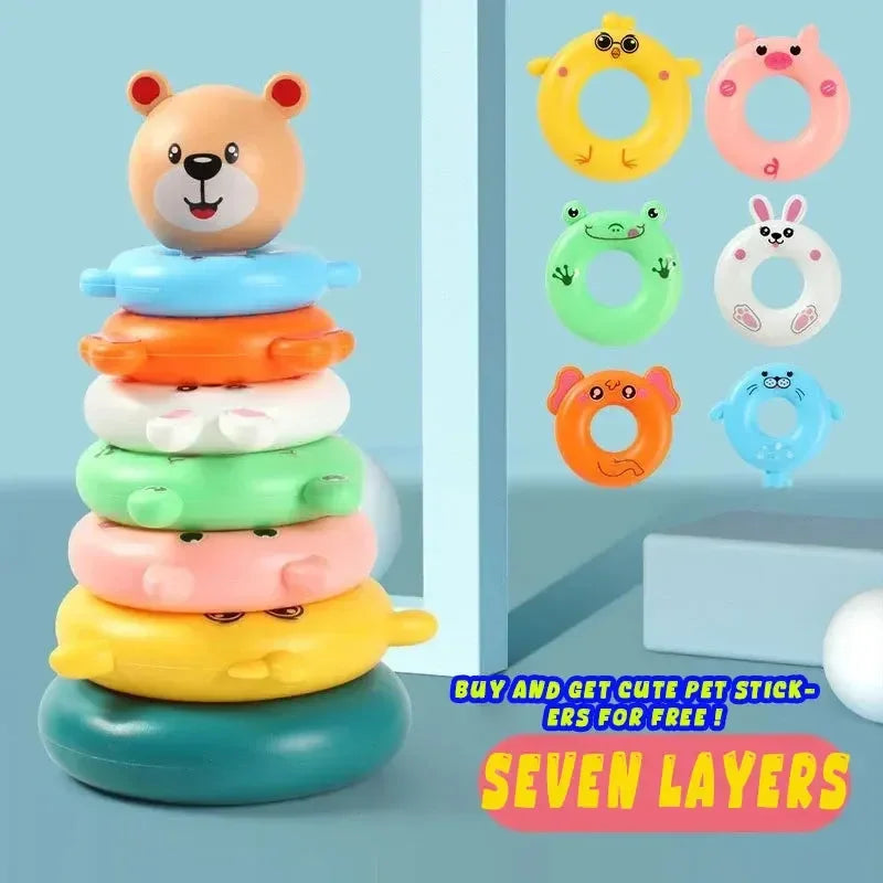 New Baby Toys 0-12 Montns Puzzle Pyramid Tower Cup Stacking Toys Montessori Educational Beach Kids Pool Bathtub Toy Kids Gift