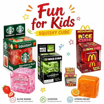 Needoh Nice Cube Sensory Fidget Squish Cube Portable Stress Reliever Anti-Anxiety Focus Toy Gift