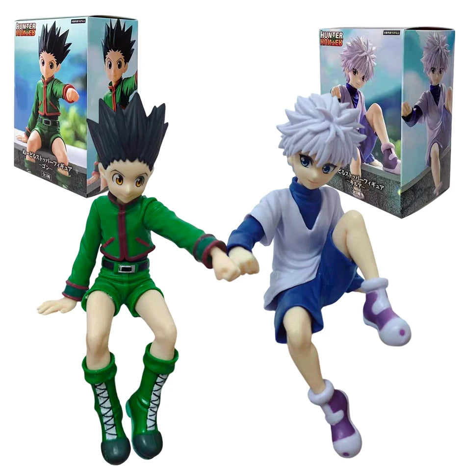 Hot Anime Full Time Hunter Character Sitting Posture Qiben Sitting Posture Xiaojie  Killua Desktop Ornament Trendy PVC Model Toy