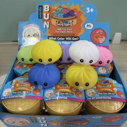 Aesthetic Bubble Puking Bun: Creative Blind Box Squeeze Toy, Realistic Food Ornament, Solid Gel Sensory Stress Reliever, New