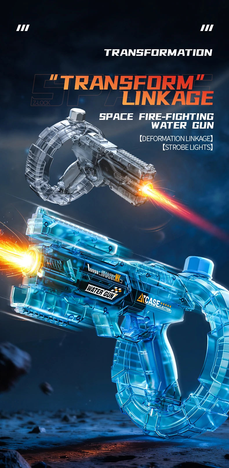 Children Led Energy Gathering Ring Electric Water Gun Toy Shooting Games Automatic Water Squirt Gun Summer Outdoor Toys for Kids