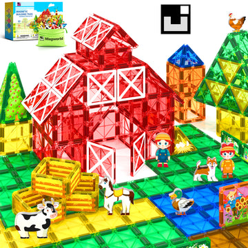 Magworld Magnetic Tiles Farm Animal Set, Magnetic Building Blocks for 3+ Year Old Boys and Girls