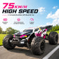 ZNLYRION 4WD Brushless RC Off-Road Monster Truck 2.4GHz 3-Speed Adjustable Remote Control Car with LED Headlights, All Terrain Big Tire Hobby RC Vehicle 2 Rechargeable Batteries RTR Toy for Adults Teens