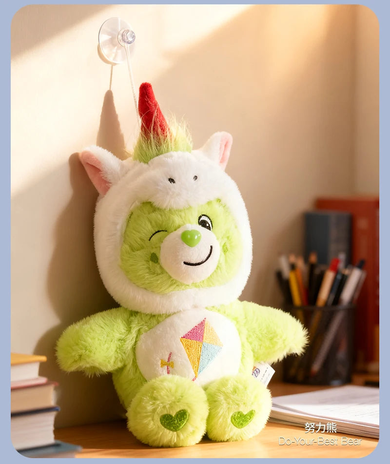Care Bears 20cm Unicorn Hood Plush Suction Cup Ornament Wall Car Mirror Hanging Decor Cute Kawaii Stuffed Bear Toy Gift for Kids