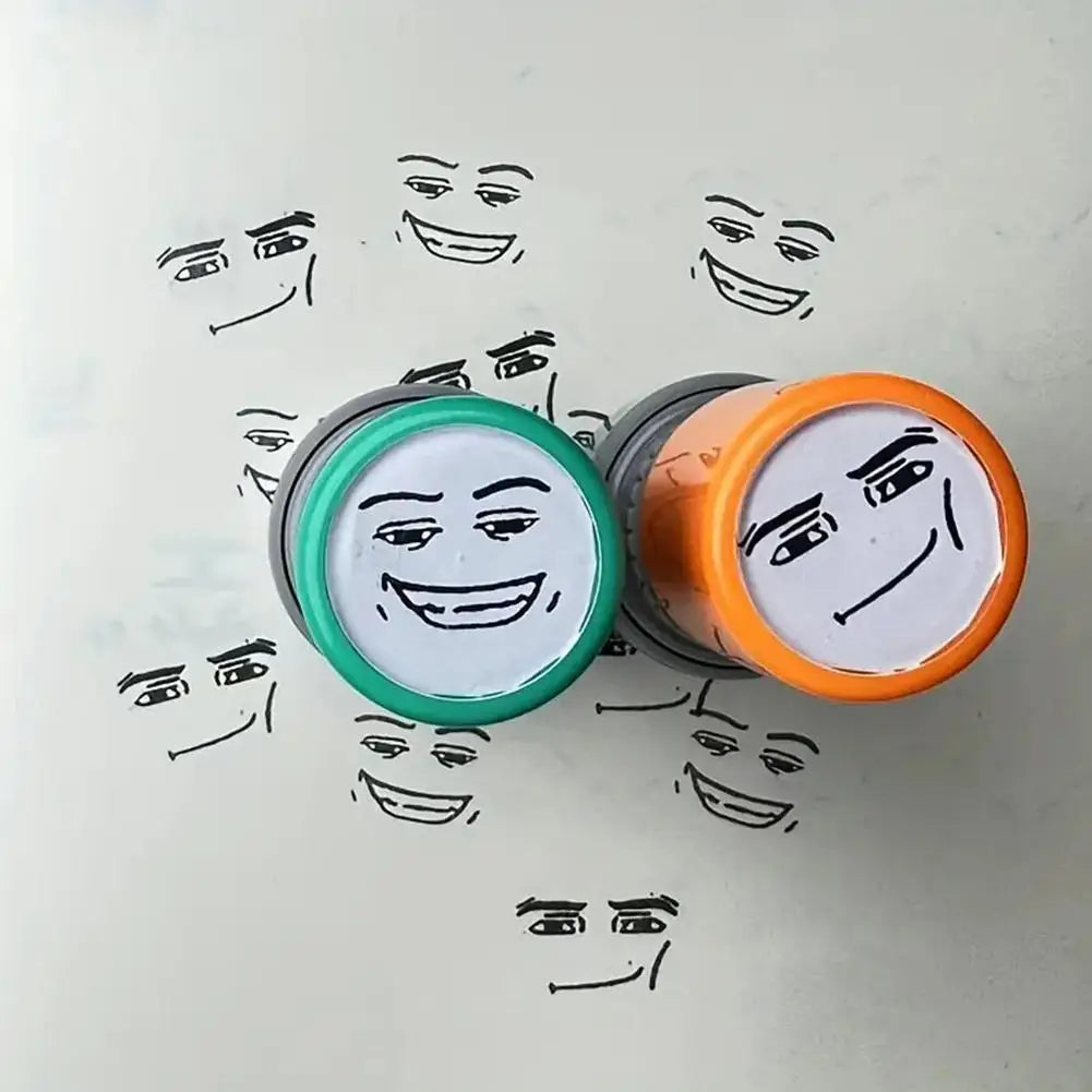Color Random Quick-drying Inkable Fun Emotion Seal Toy Anime Characters Pressable Novelty Gag Face Seal Funny Kid's Toy
