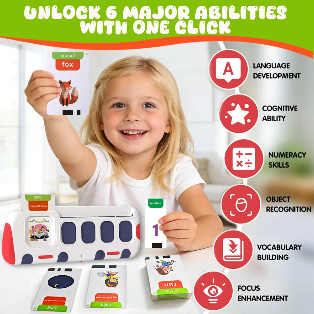 Talking Flash Cards Machine with Music,Word Blending & Math Games, ABC Learning Toys,Educational Reading Interactive Toy